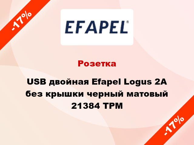 Розетка USB двойная Efapel Logus 2А без крышки черный матовый 21384 TPM