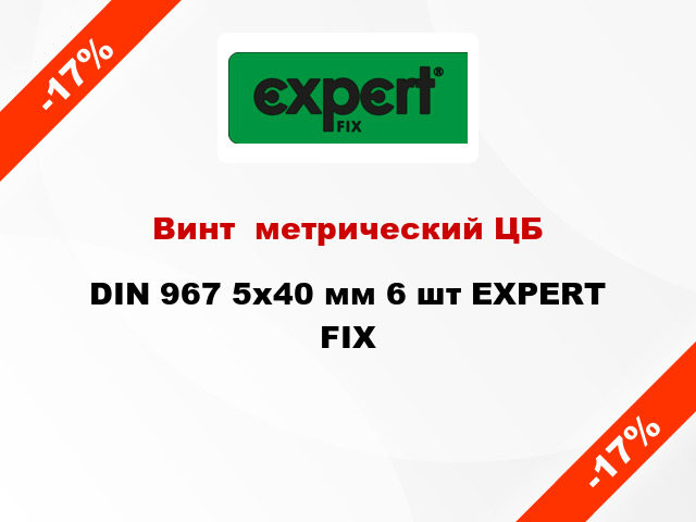 Винт  метрический ЦБ DIN 967 5x40 мм 6 шт EXPERT FIX