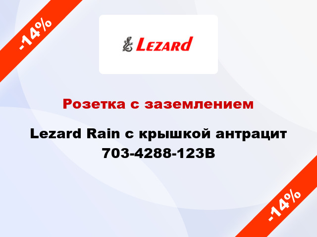 Розетка с заземлением Lezard Rain с крышкой антрацит 703-4288-123B